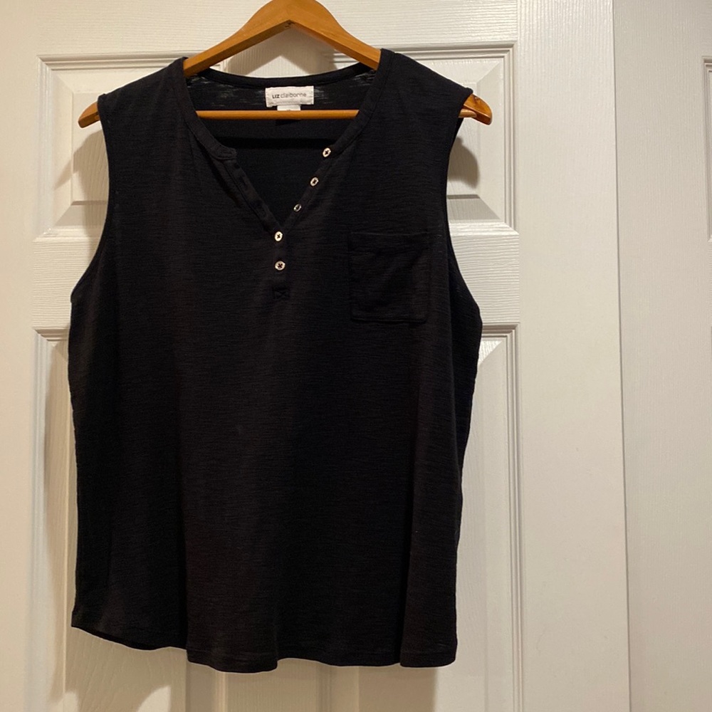 Liz Claiborne Sleeveless Top with pocket and button detail